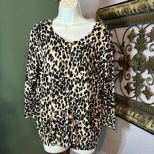 Halogen Animal Print Button Up Cardigan - Cotton/ Viscose Sz XL